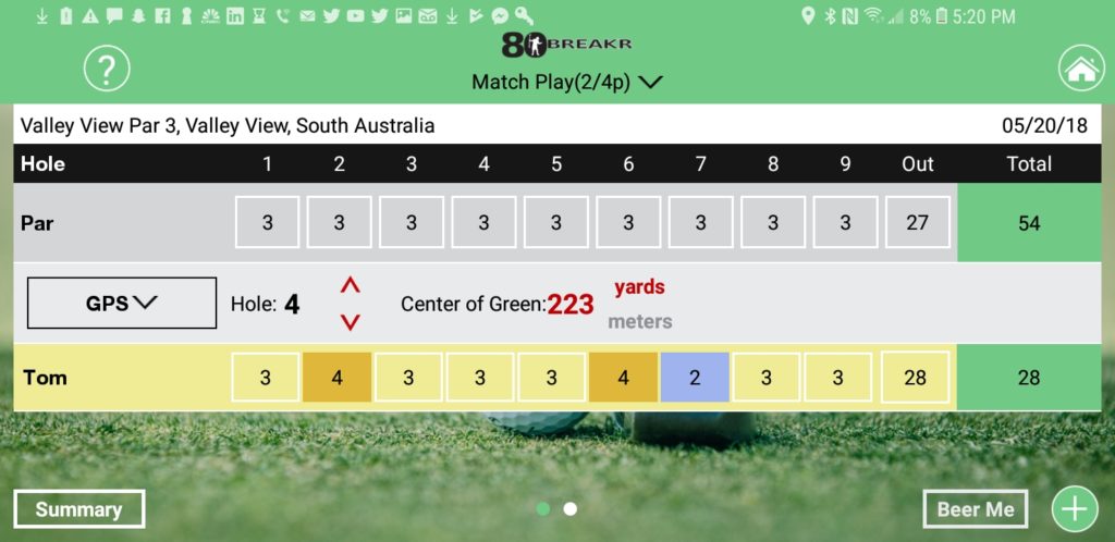80BREAKR golf scorecard helps amateur golfers improve