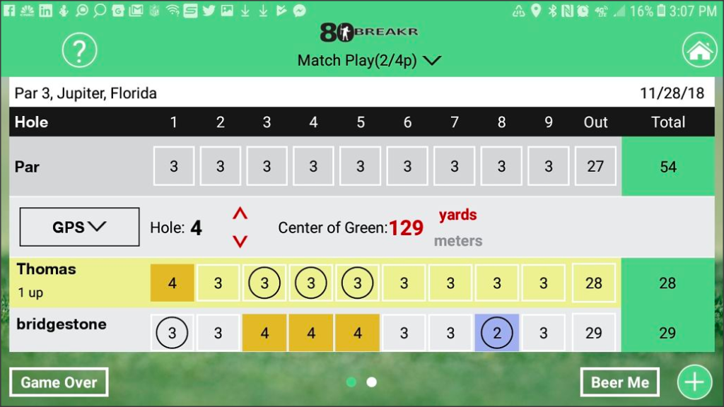 80BREAKR mobile golf scorecard with GPS